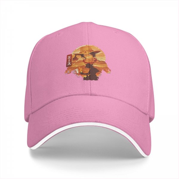 Black Baseball Cap with Anime Character Sunset Graphic