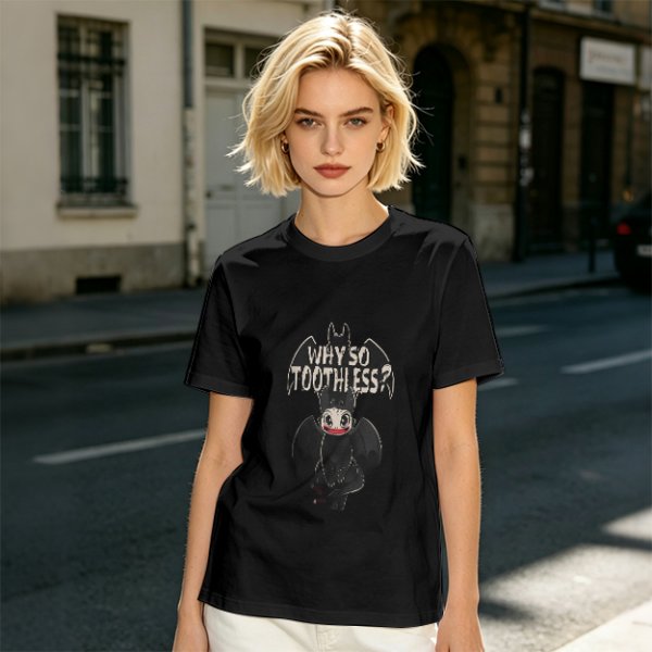 Olive T-Shirt With Why So Toothless? Batman Dragon Print