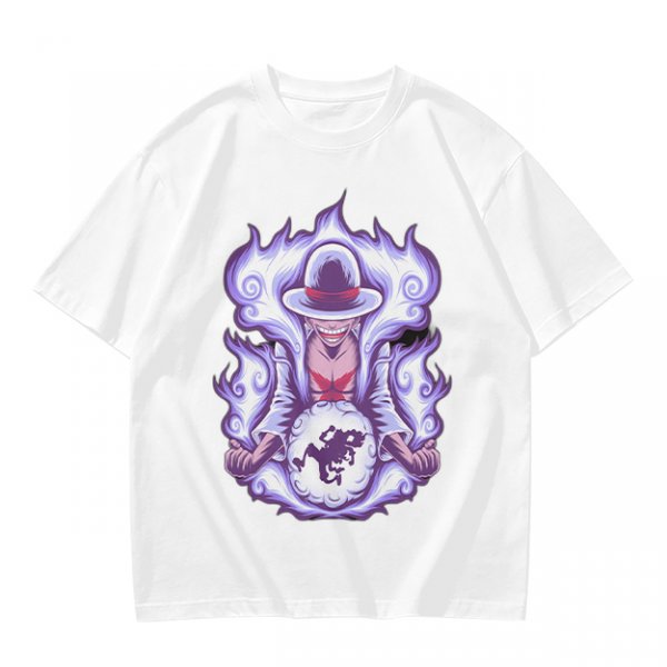 Anime Gear 5 Character Graphic Print Olive T-Shirt