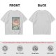 Olive T-shirt with Japanese style dragon and lightning graphic print