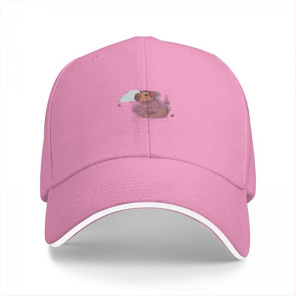 Black Baseball Cap With Cute Cartoon Bird Print