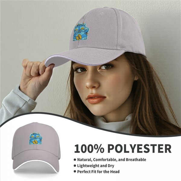 Black Baseball Cap With Blue Maneki-Neko Lucky Cat Graphic