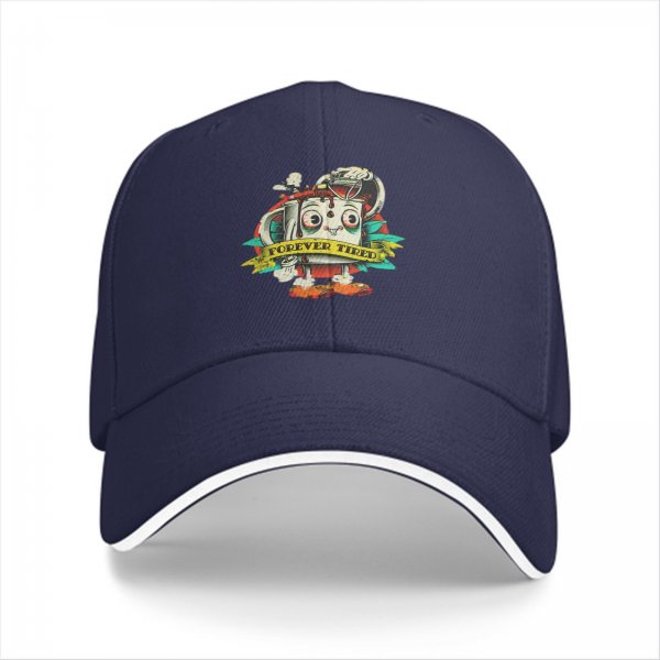 Forever Tired Cartoon Coffee Mug Graphic Black Baseball Cap