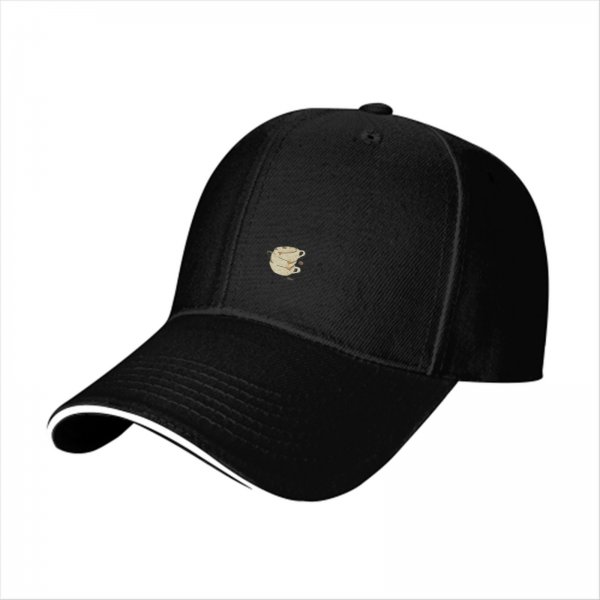 Black Baseball Cap With Stacked Coffee Cups Graphic
