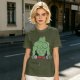 Oversized Army Green T-Shirt With Muscular Frog Lifting Dumbbells Print