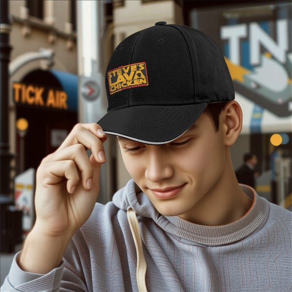 Steve's Lava Chicken Graphic Black Baseball Cap