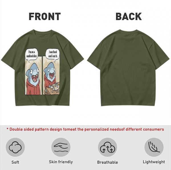 Shark seafood diet meme graphic t-shirt