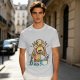 Olive T-shirt with a startled alien washing hands graphic