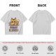 Olive T-Shirt With Cat Eating Snacks Frequent Snacks Print