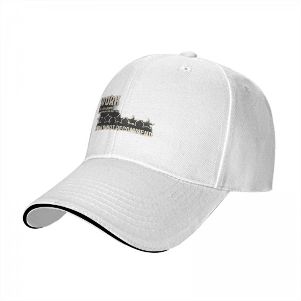 Black baseball cap with funny work would not recommend five star rating print