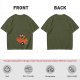 Olive T-Shirt with Skeleton and Friends in Christmas Car Print
