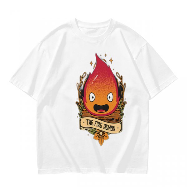 Olive T-Shirt Featuring Calcifer The Fire Demon Artwork