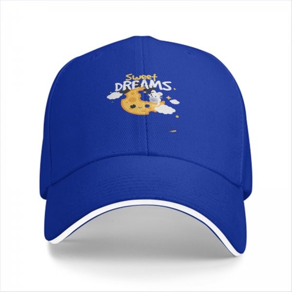 Black baseball cap with Sweet Dreams cheese moon and mouse graphic