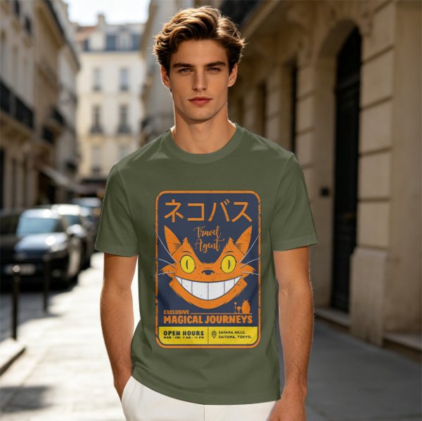 Magical Cat Bus Travel Agent Graphic T-Shirt Design