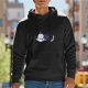 Black Hoodie With Cute Sleeping Cat Graphic Print
