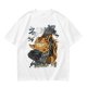 Olive T-shirt with giant cat bus monster and vintage planes graphic