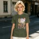 Olive Green T-Shirt With Surreal Mushroom And Vegetable Graphic Print