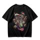 Olive Graphic Tee With Surreal Fantasy Creature Art Print