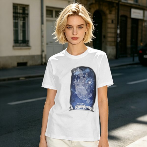 Olive T-Shirt With Constellation Totoro Starry Night Print