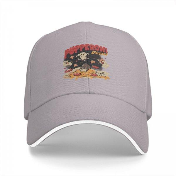 Black Baseball Cap With Pupperoni Pizza Cute Dog Graphic Print