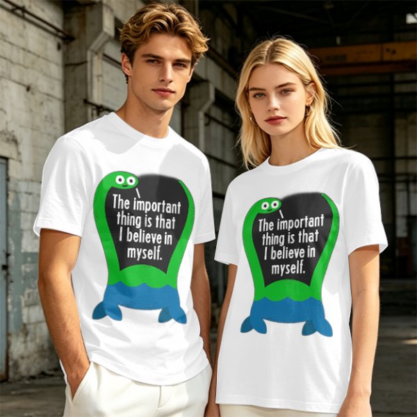 Olive T-Shirt With Dinosaur Graphic And Self Belief Text