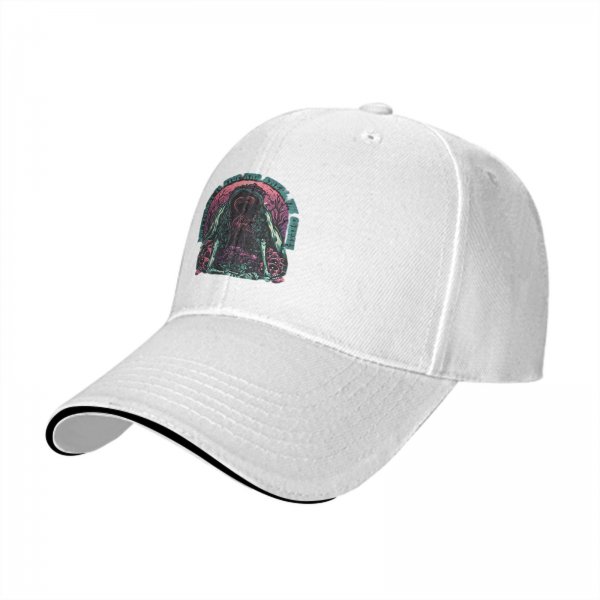Black Baseball Cap with Dark Psychedelic Monster Graphic Print