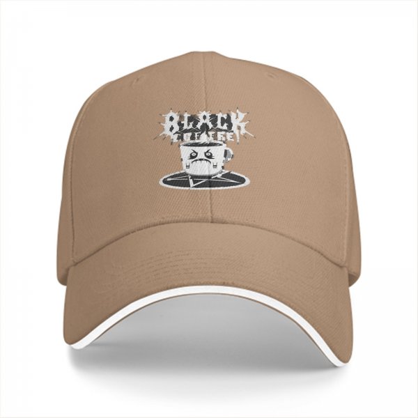 Black Coffee Baseball Cap With Angry Coffee Cup And Pentagram Design