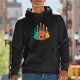 Black Hoodie With Colorful Cartoon Guitars Graphic