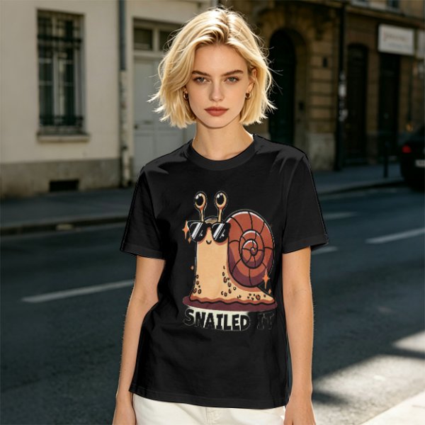 Olive T-Shirt With Cool Snail Wearing Sunglasses 'Snailed It' Print