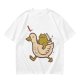 Olive T-Shirt Featuring Frog Riding Duck Holding Knife