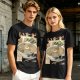 Olive green t-shirt with zen ramen bowl and bonsai tree print