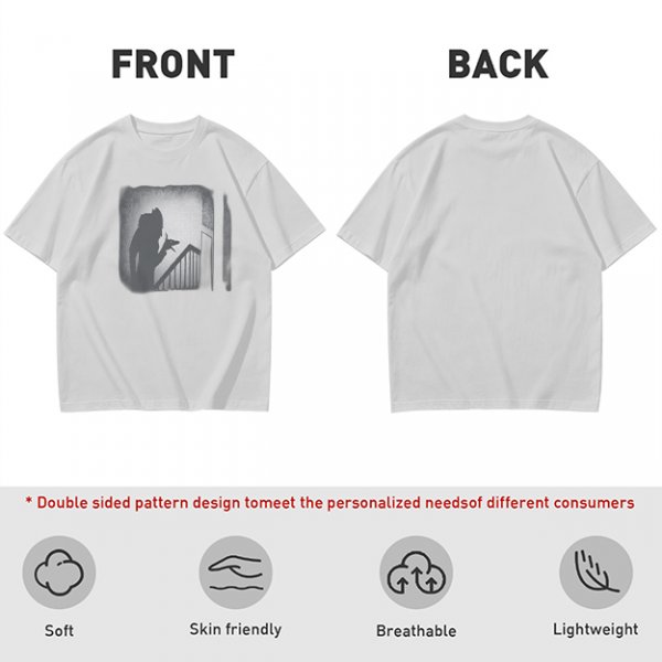 Olive T-Shirt With Horror Staircase Silhouette Graphic