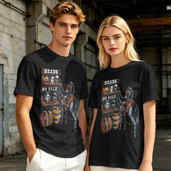 Heads On Sale Graphic Tee With Head Shelf And Horseman Art