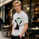 Olive T-Shirt With Tired Vampire Holding Bat Mug Graphic