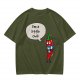 Olive green t-shirt with funny 'I'm a little chili' cartoon chili print