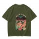 Olive graphic t-shirt with 'All My Plants Are Dead' dinosaur print