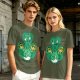 Olive Green T-Shirt With Studio Ghibli Clover Graphic Print
