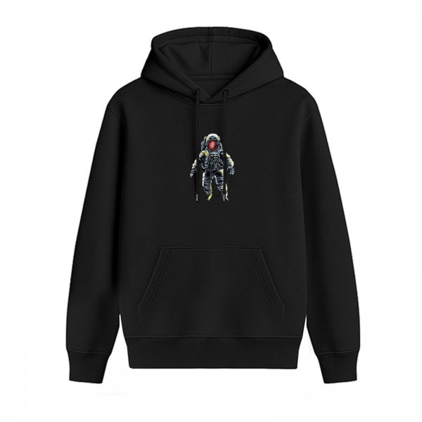 Black Hoodie With Astronaut Graphic Print