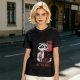 Olive graphic t-shirt with a tired raccoon office worker and 'I Just Work Here' text