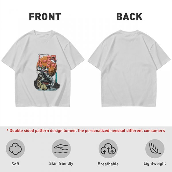 Olive T-Shirt with Japanese Dragon and Sun Graphic Print