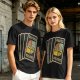 Olive T-Shirt with Retro Uno Wild Draw Four Card Graphic