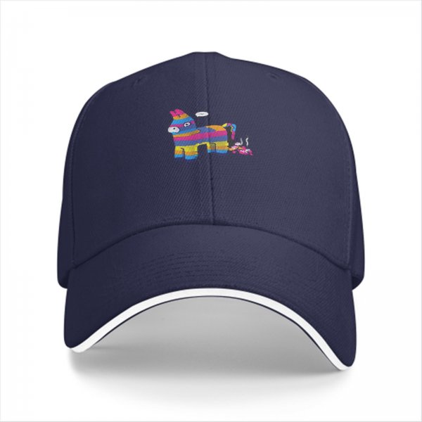 Black baseball cap with rainbow piñata donkey graphic