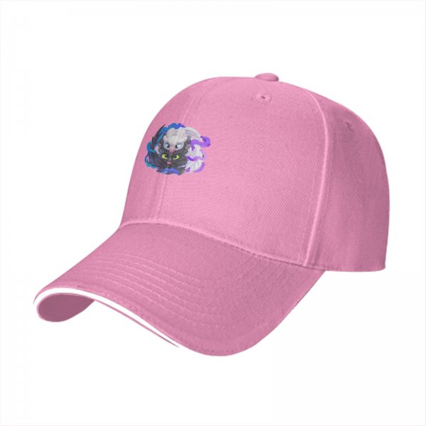 Black Baseball Cap With Toothless And Light Fury Dragon Art