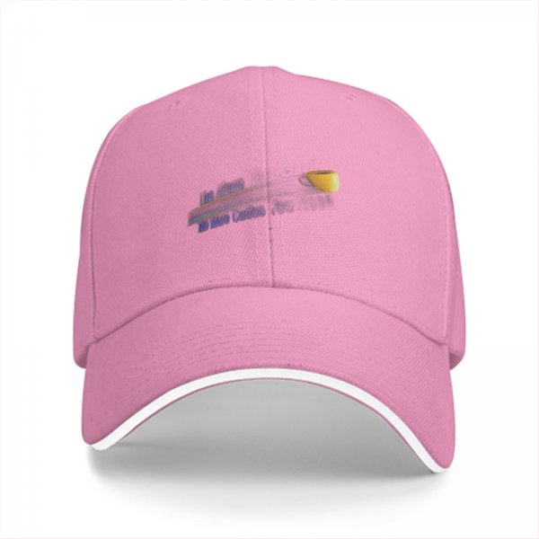 Black baseball cap with coffee themed graphic and text