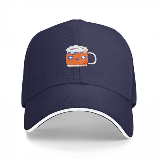 Black baseball cap with cute cartoon beer mug graphic