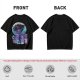Anime character silhouette graphic tee with stylized purple and blue art