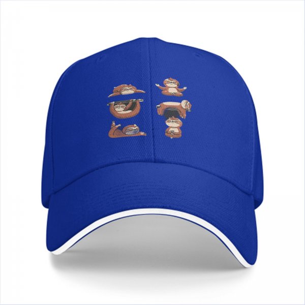 Black Baseball Cap With Cute Sloth Yoga Poses Graphic