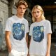 Olive T-Shirt with Starry Night Art Print
