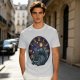 Olive T-Shirt with Cheshire Cat Clock Art Print