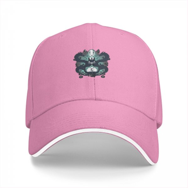 Black baseball cap with Spirited Away anime character print